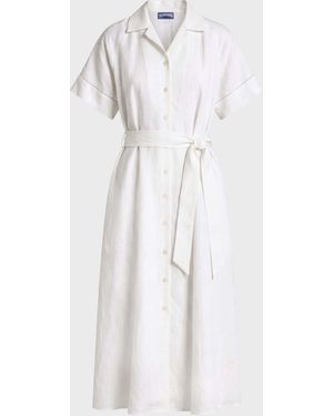 Vilebrequin Long Linen Shirt Dress Solid - White