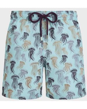 Vilebrequin Embroidered Swim Trunks Jellyfish Dance - Limited Edition - Swimwear - Mistral - Blue - Size S