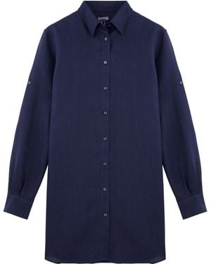 Vilebrequin Solid Hemdkleid Aus Leinen Für Damen - Blau