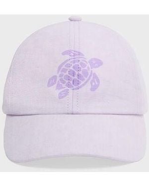 Vilebrequin Linen Mineral Dye Cap Turtle - Purple