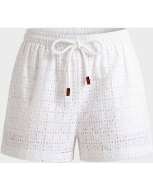 Vilebrequin Geometric Broderie Anglaise Shorts - Shorty - Faiza - White - Size Xs