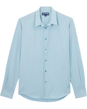Vilebrequin Wool Shirt Micro Rayures Tailoring - Blue