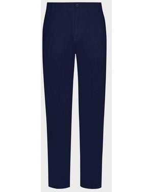 Vilebrequin Straight Linen Trousers Solid - Blue