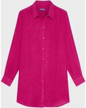 Vilebrequin Linen Shirt Dress Solid - Shirt Dress - Fragance - Red - Size Xs - Pink