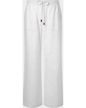 Vilebrequin Floral Broderie Anglaise Fluid Cotton Pants - Pant - Freyja - White - Size Xs