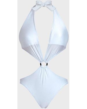 Vilebrequin Solid Stretch Shiny Trikini One-piece Swimsuit - Swimwear - Fresh - White - Size Xs - Blue