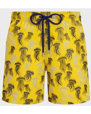Vilebrequin Embroidered Swim Shorts Jellyfish Dance - Yellow