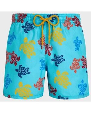 Vilebrequin Swim Trunks Ronde Des Tortues Tricot - X Falke - Swimwear - Moorea - Blue - Size M