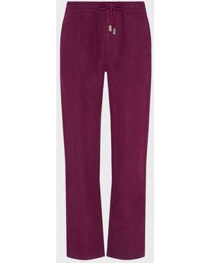 Vilebrequin Linen Comfort Trousers Solid - Purple