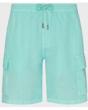 Vilebrequin Linen Bermuda Shorts Cargo Pockets - Blue