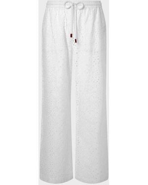 Vilebrequin Floral Broderie Anglaise Fluid Cotton Trousers - Pant - Freyja - White - Size Xs
