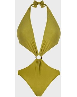 Vilebrequin Solid Stretch Shiny Trikini One-Piece Swimsuit - Green