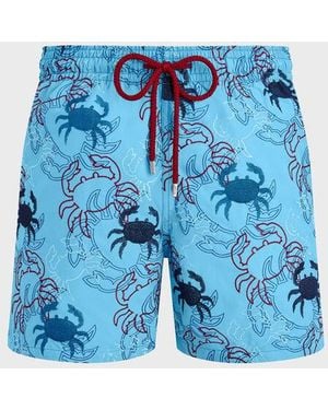 Vilebrequin Swim Shorts Embroidered Crab Balloons - Blue