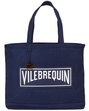 Vilebrequin Borsa Da Spiaggia Unisex Nautica In Tela Grande - Borsa Da Spiaggia - Britbag - Blu - Taglia ST