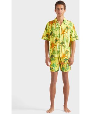 Vilebrequin Cotton Shirt Palms Offset - Yellow