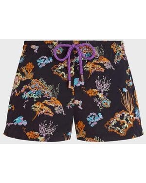 Vilebrequin Embroidered Stretch Swim Shorts Coral Reef - Blue