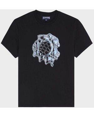 Vilebrequin Oversize Organic Cotton T-Shirt Bubble Turtle 3D - Black