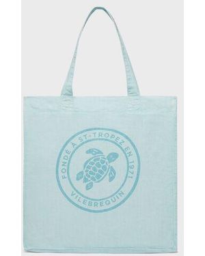 Vilebrequin Linen Beach Bag Solid - Blue