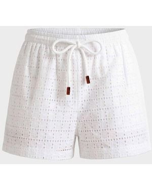 Vilebrequin Geometric Broderie Anglaise Shorts - Shorty - Faiza - White - Size Xs