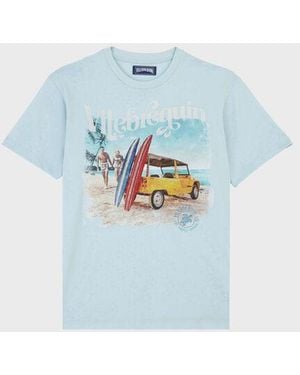 Vilebrequin Cotton T-Shirt Surf And Mehari - Blue