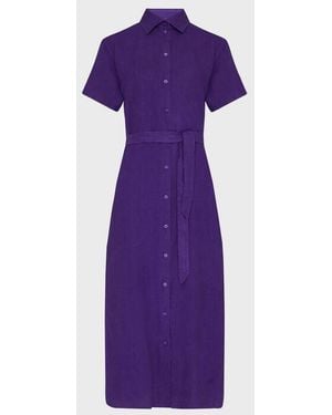 Vilebrequin Linen Shirt Dress Solid - Purple
