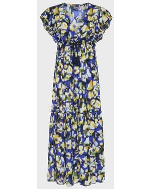 Vilebrequin Viscose Long Dress Frangipanier Trouble - Blue