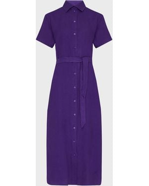 Vilebrequin Linen Shirt Dress Solid - Purple