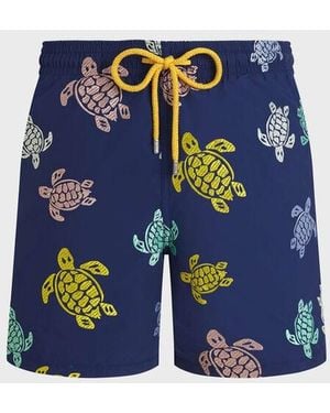 Vilebrequin Embroidered Swim Shorts Ronde Des Tortues - Blue