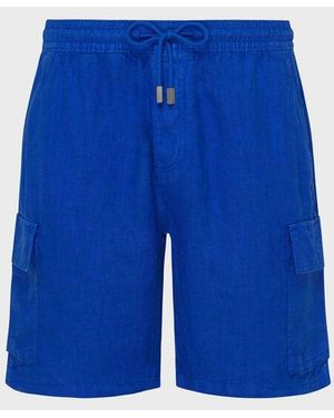 Vilebrequin Linen Bermuda Shorts Solid - Blue