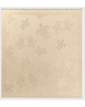 Vilebrequin Wool And Silk Scarf Ronde Des Tortues - Natural