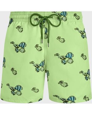 Vilebrequin Swim Trunks Embroidered Fishy Vibes - Swimwear - Mistral - Green - Size L