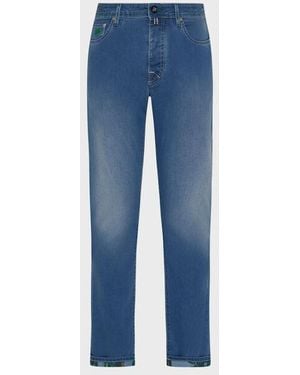 Vilebrequin 5-Pockets Denim Trousers Palms Offset - Blue