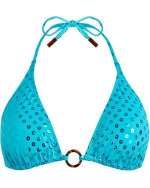 Vilebrequin Triangle Bikini Top Relief Sparkling - Blue