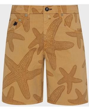 Vilebrequin Bermuda Shorts Starfish Darkening Printed Gabardine - Natural