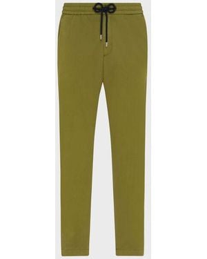 Vilebrequin Elastic Waist Cotton Satin Trousers Solid - Green