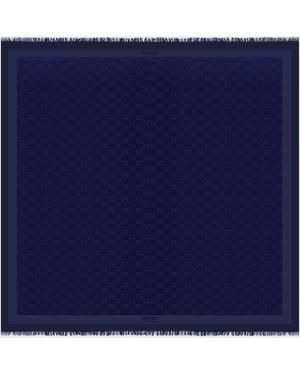 Vilebrequin Wool And Silk Scarf Turtle Monogram - Blue