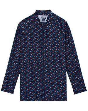 Vilebrequin Rash Guard Uomo A Maniche Lunghe Con Zip Micro Ronde Des Tortues - Blu