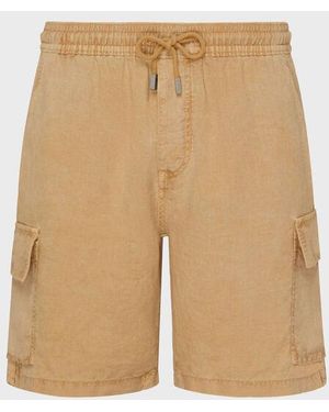 Vilebrequin Linen Bermuda Shorts Cargo Pockets Natural Dye
