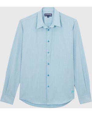 Vilebrequin Wool Shirt Micro Rayures Tailoring - Blue