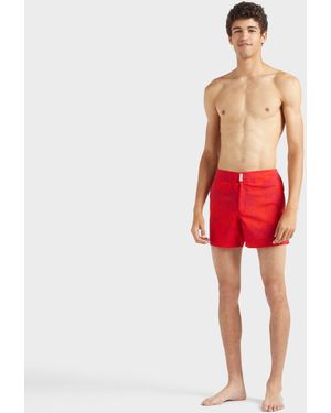 Vilebrequin Stretch Short Swim Shorts Flat Belt Flower Power - Red