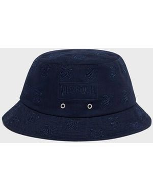 Vilebrequin Embroidered Bucket Hat Turtles All Over - Blue