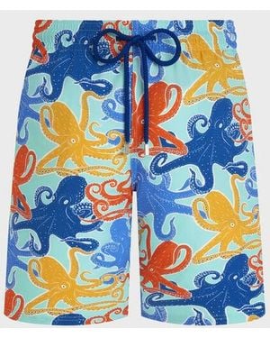 Vilebrequin Long Stretch Swim Shorts Octopussy - Blue