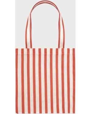 Vilebrequin Linen Tote Bag Stripes - X St Regis - Beach Bag - Balade - Beige - Size Osfa - Red