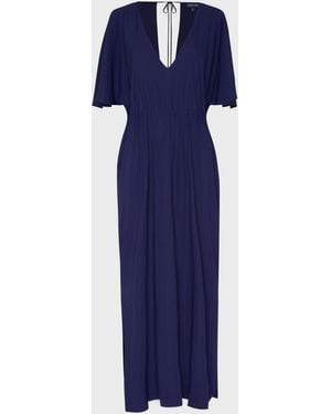 Vilebrequin Long Silk Satin Dress Solid - Dress - Roxanne - Blue - Size S/m