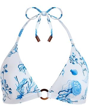 Vilebrequin Halter Bikini Top Medusa And Shells - Blue