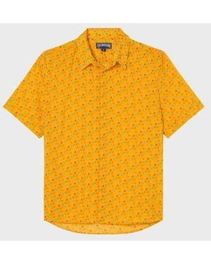 Vilebrequin Cotton Voile Shirt Micro Ronde Des Tortues - Yellow