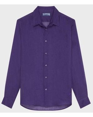 Vilebrequin Solid Ramie Shirt - Purple