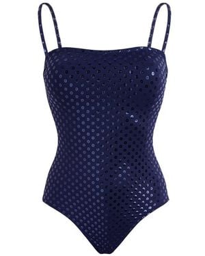 Vilebrequin Maillot De Bain Une Pièce Bustier Femme Sequin En Relief - Bleu