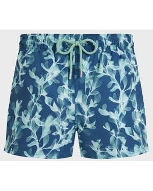 Vilebrequin Short Stretch Swim Shorts X-Ray Seaweed - Blue