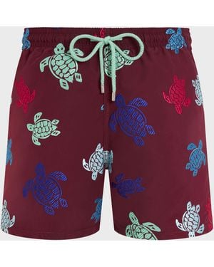 Vilebrequin Herren-badeshorts Ronde Des Tortues Bestickt - Limitierte Auflage - Bademode - Mistral - Rot - Größe S